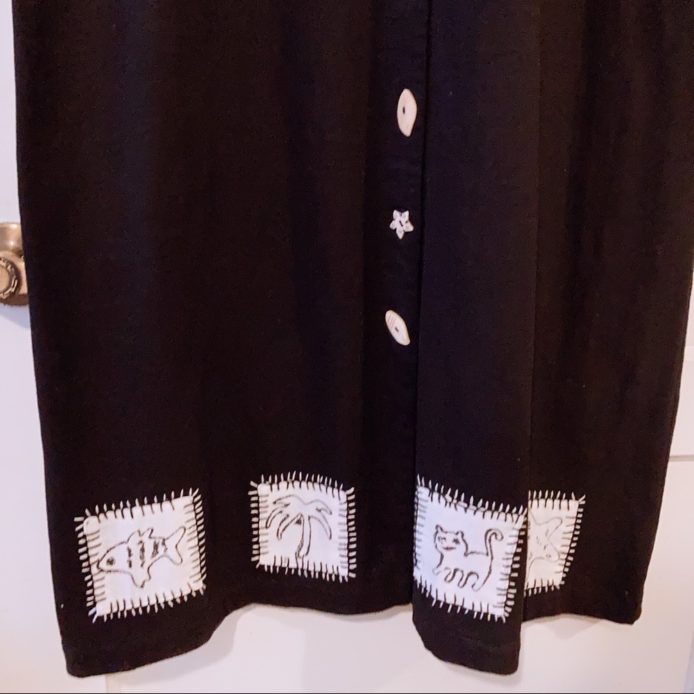 Cat Art Patchwork Vacation Maxi Button Down Cotto… - image 4